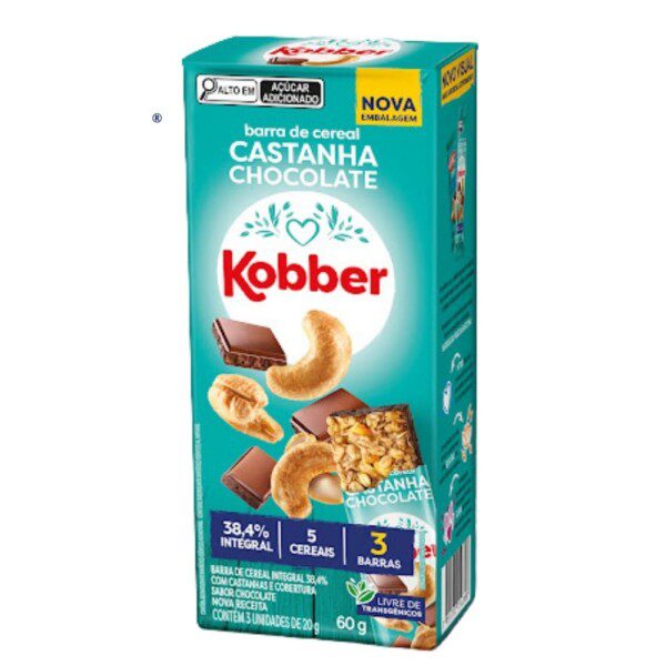 Barra de Cereal Castanha e Chocolate Kobber - 60g