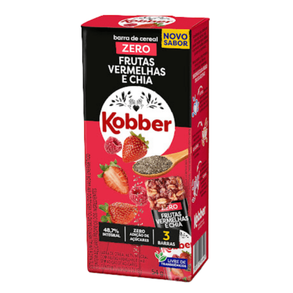 Barra de Cereal Frutas Vermelhas e Chia ZERO Kobber - 54g