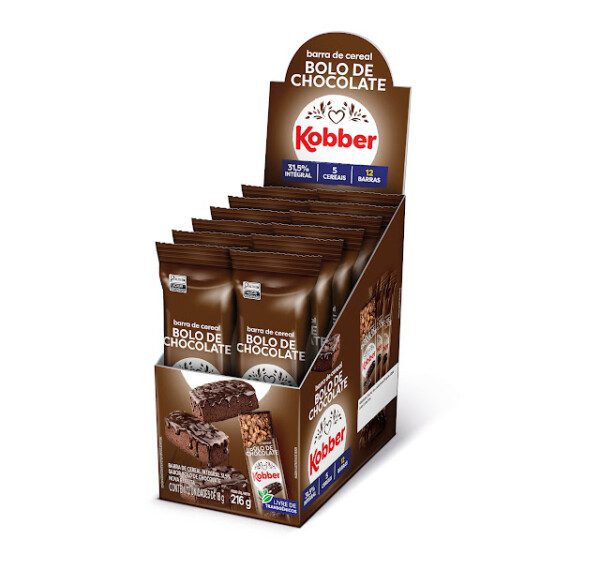 Barra de Cereal Bolo de Chocolate Kobber - 216g