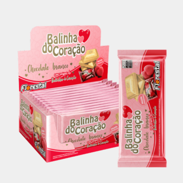 Barra de Chocolate Balinha do Coração Branco Florestal - 960g