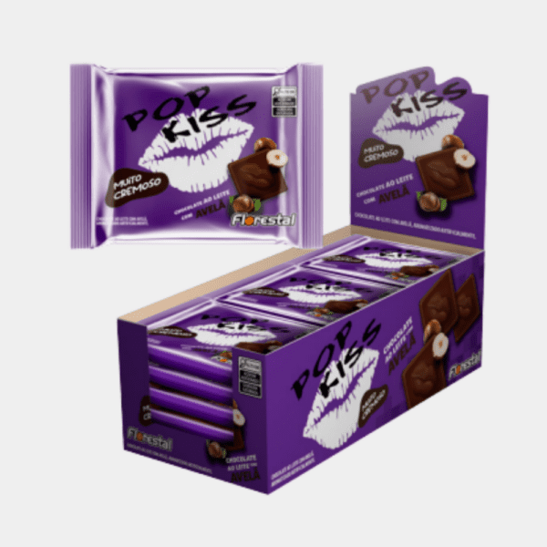 Barra de Chocolate Pop Kiss ao Leite com Avelã Florestal - 300g