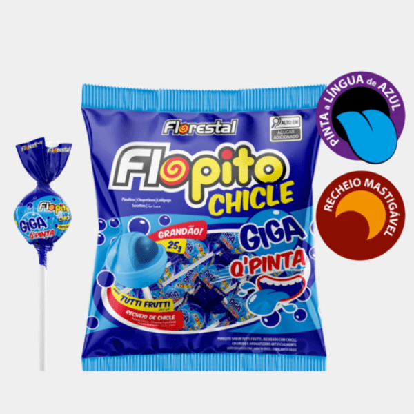 Pirulito Flopito Chicle Giga Q’pinta Florestal - 600g