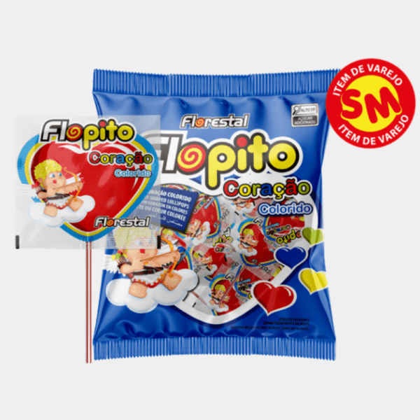Pirulito Flopito Coração Colorido Florestal - 120g