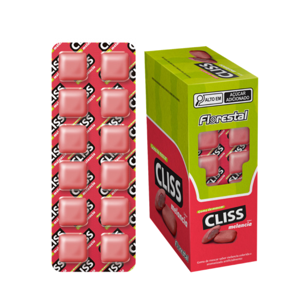 Chicle Cliss Cartela Melancia Florestal - 201g