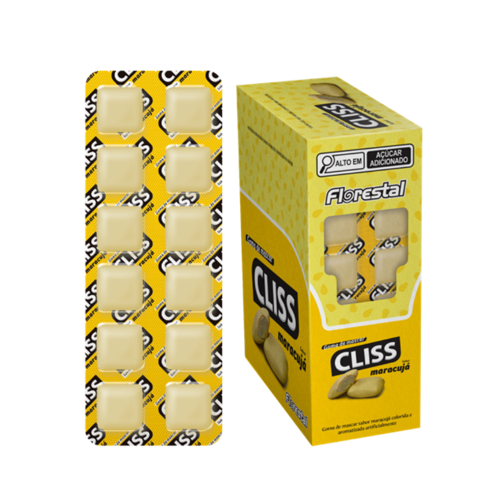 Chicle Cliss Cartela Maracujá Florestal - 201g